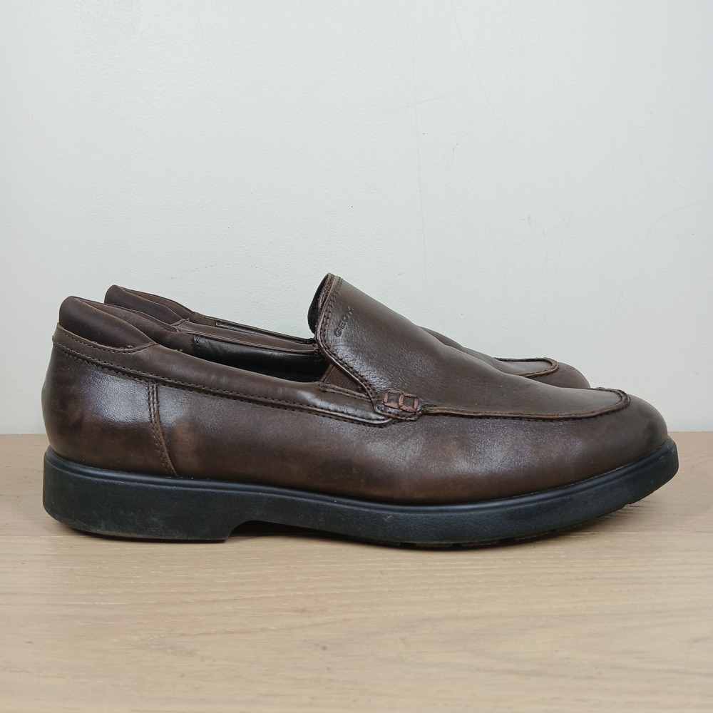 Geox Loafers Mens 11 Brown Leather Respira Comfort Slip On Casual Walking View 6